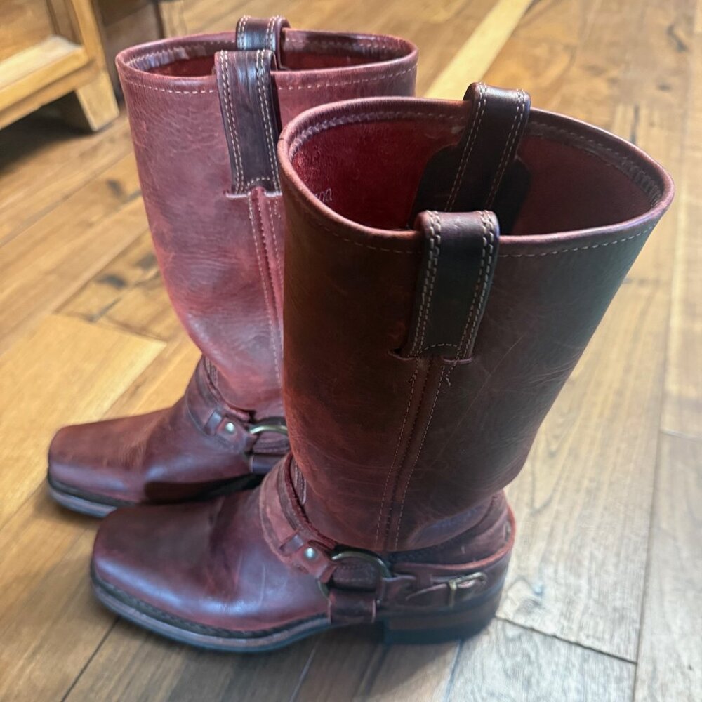 Frye Harness Boots - Red Leather (Women's US 7)